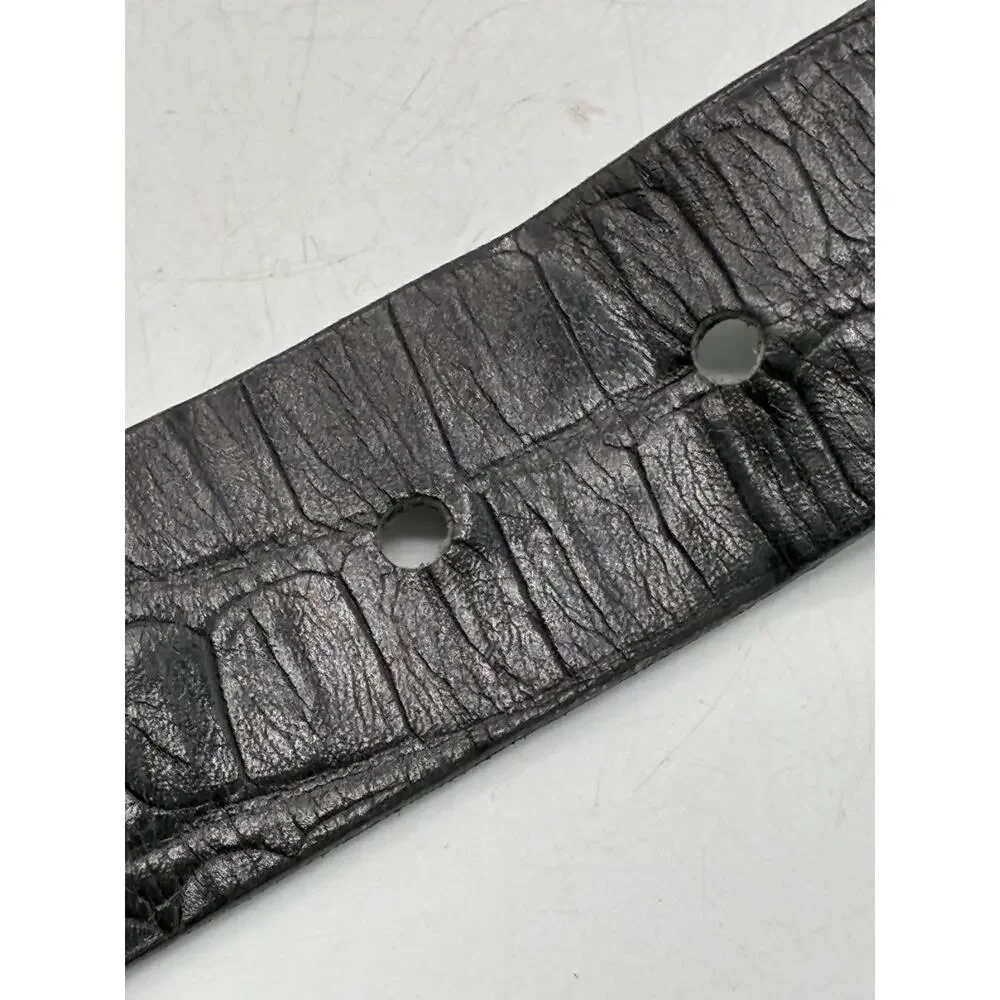 Trafalgar Black Croc Embossed Belt Silver Tone Buckle Size 42